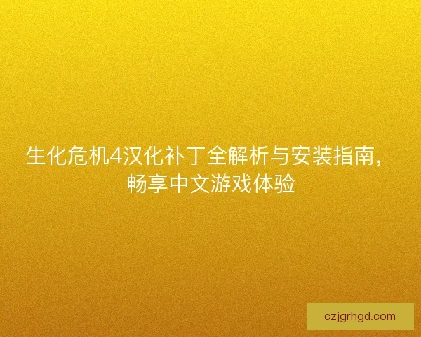 生化危机4汉化补丁全解析与安装指南，畅享中文游戏体验