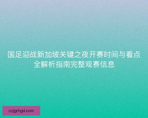 国足迎战新加坡关键之夜开赛时间与看点全解析指南完整观赛信息