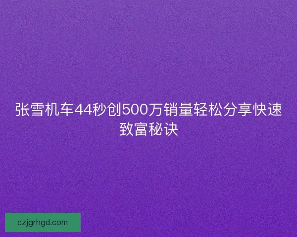 张雪机车44秒创500万销量轻松分享快速致富秘诀