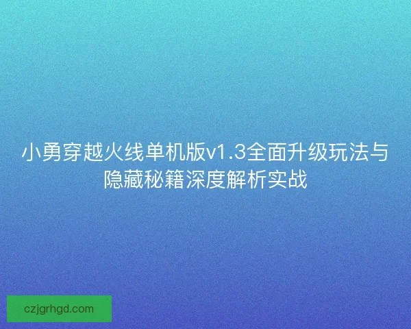 小勇穿越火线单机版v1.3全面升级玩法与隐藏秘籍深度解析实战