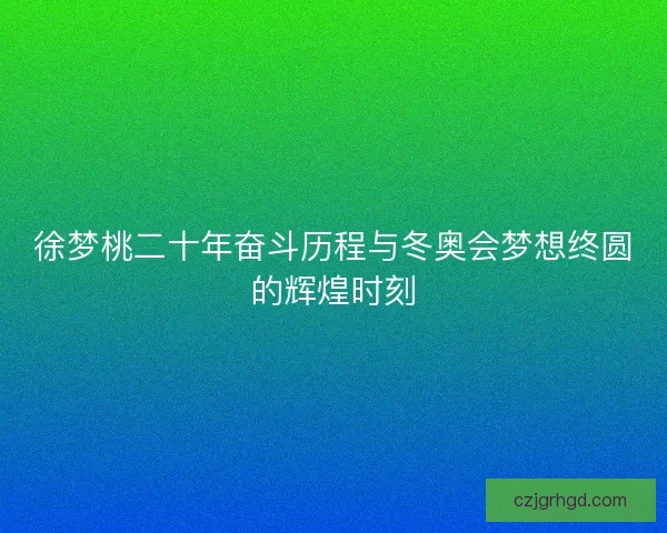 徐梦桃二十年奋斗历程与冬奥会梦想终圆的辉煌时刻